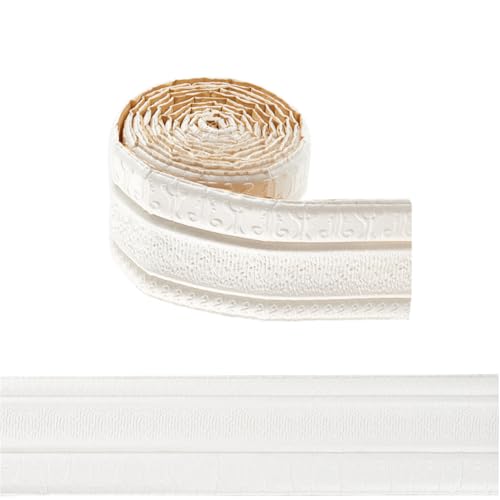 GORGECRAFT Moldura de Espuma Flexible Autoadhesiva de 2.3m×7.9cm Borde de Pared 3D con Líneas Despegables Borde de Papel Tapiz Decorativo para el Hogar Hotel Espejo Pared Techo Blanco Floral