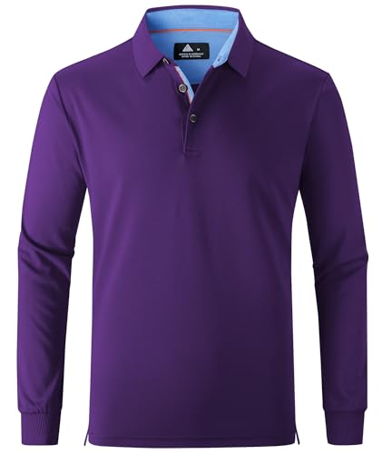 SWISSWELL Long Sleeve Polo Shirts for Men collared Performance Golf Shirts Casual Workwear Office