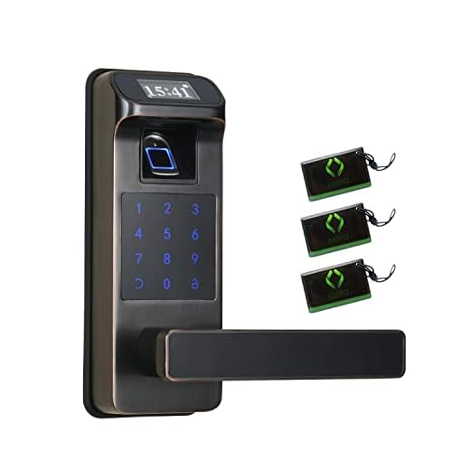 HARFO Fingerprint Door Lock, Keyless Entry Door Lock with Touchscreen and OLED Display, Keypad Door Lock, Door Lock with Keypad, Door Level, Passcode Door Lock for Office Home (Aged Bronze)
