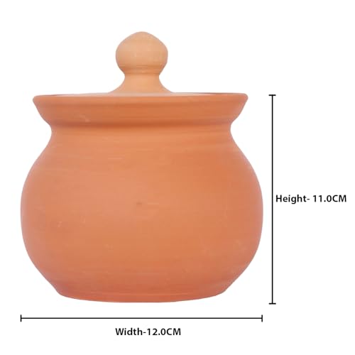 Terracotta Earthenware Curd Handi Natural Earthen Clay Cold Curd Pot 500 ML for Kitchenware Non Toxic Clay Curd Pot Handi