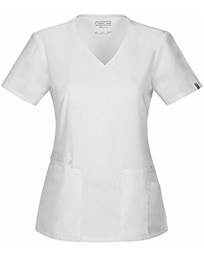 Cherokee Women's Ww Flex Mock Wrap Scrub Top, White, X-Large