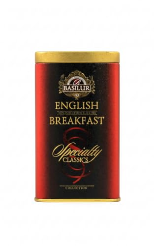 Basilur English Breakfast Black Tea 100 g Tin Caddy – Premium Ceylon Loose Leaf Black Tea, Rich Full-Bodied Flavor, Ideal Morning Brew, Traditional Classic Tea Gift Pack