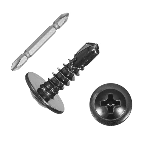 uxcell 250Pcs #8x1/2 Self-Tapping Screws, 410 Stainless Steel Phillips Self Drilling Screws Flat Head Sheet Metal Screws for Industry, Furniture Repair, Black