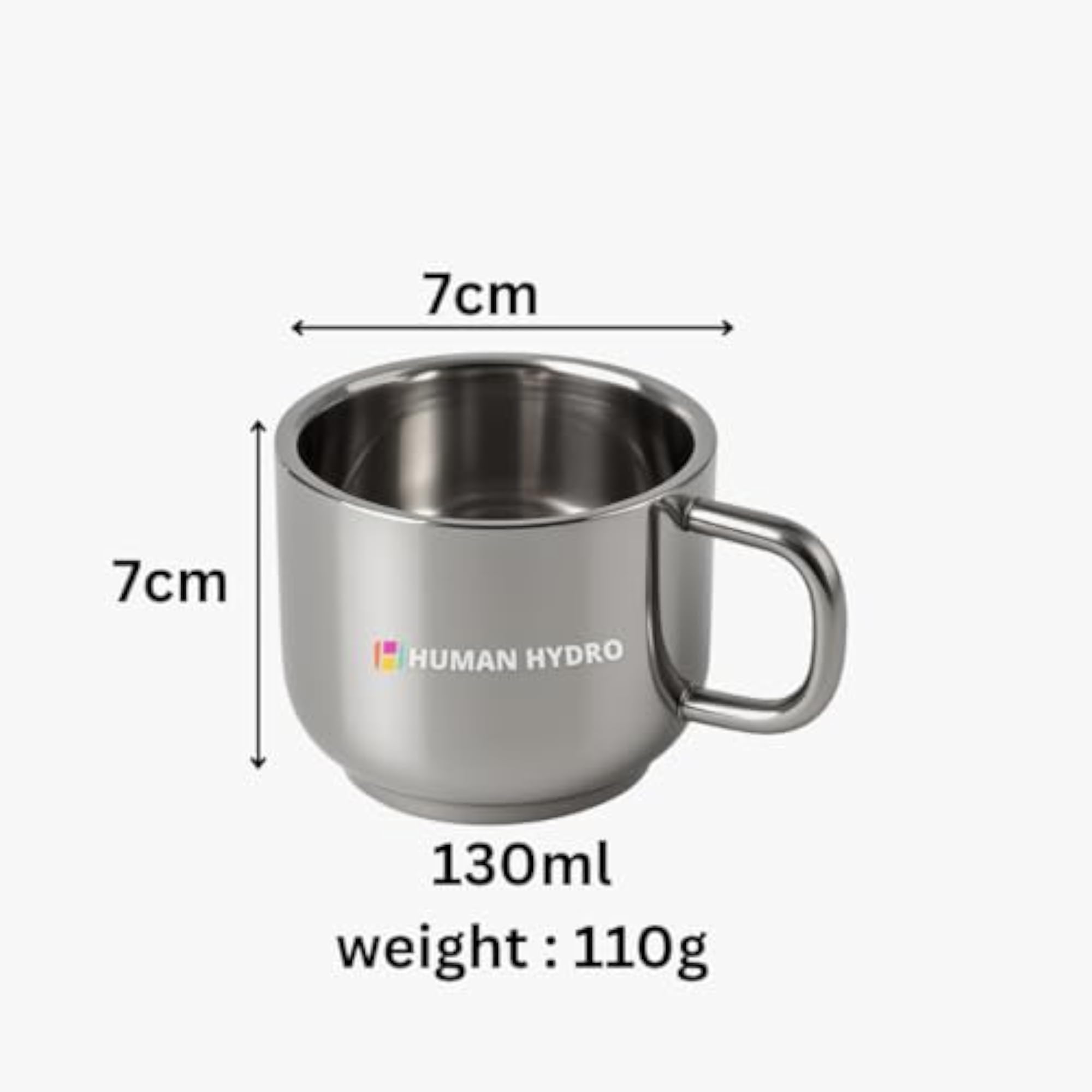 Premium Large Stainless Steel Tea Cups Set of 6