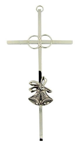 Silver Tone Plated 25th Wedding Anniversary Wall Cross, 8 Inch