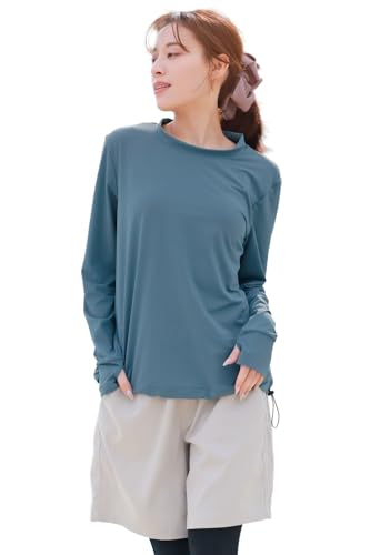 [THE CLASSIC TOKYO] 【５点セット】水着 ラッシュガード 体型カバー レディース UPF50+ uvカット (JP, アルファベット, M, 03 ブルー×ライトグレー)（Amazon）