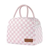 douyadady Lunch Bag Women/Men Lunch Box Women/Men (Pink+White Checkerboard)