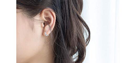 Cartilage Mini Hoop Earrings For Women Girls 925 Sterling Silver Leaf Round Huggie Hooped Tragus Piercings Small Endless Hoops Earring Studs 8Mm Minimalist Jewelry Gifts Hypoallergenic #TOP1