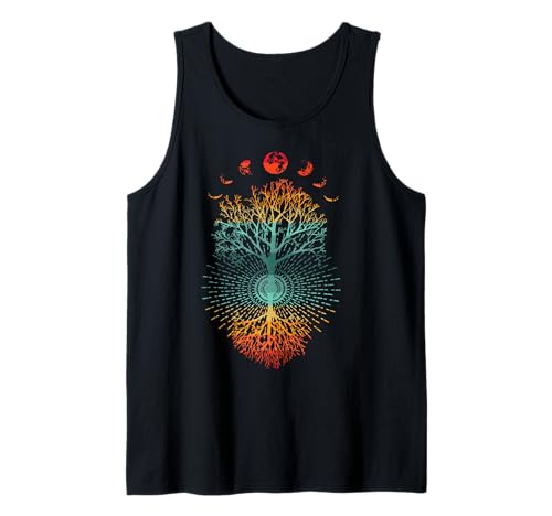 Phases de la Lune Rétro 60's 70's Vibe Arbre de Vie Graphique Débardeur