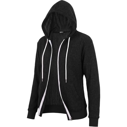 Image of GIVON Women's Lightweight Zip Up Hoodie Brushed Knit Stretchy Fabric Long Sleeve Thin Jackets with Kangaroo Pocket