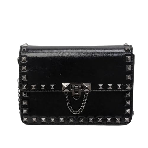 Sac à bandoulière chaîne et rivet punk pour femme en cuir PU