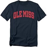 University of Mississippi School Name Arch Unisex Adult T Shirt, Navy, L