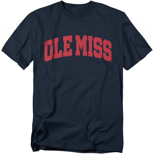 LOGOVISION University of Mississippi School Name Arch Unisex Adult T Shirt, Navy, Large