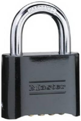 Master Lock 178D 2-in. Combination Padlock, Black-Finish, Solid-Brass Case, Resettable - Quantity 4