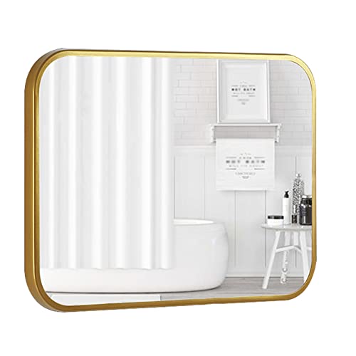 Miroir de salle de bain mural rectangulaire pour agrandir petite pièce cadre en métal stable