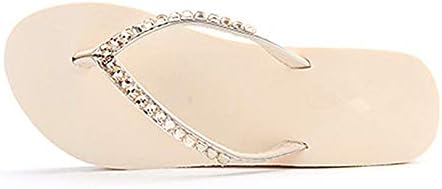 BININBOX Women's Rhinestone Fashion Platform Wedge Thong Flip Flops Sandals T-Strap Slipper(6.5 M US Wowen,White) | Image 1