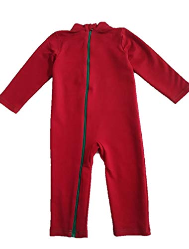 Strip-Proof Toddler Romper with a Back Zipper in Red/Green3
