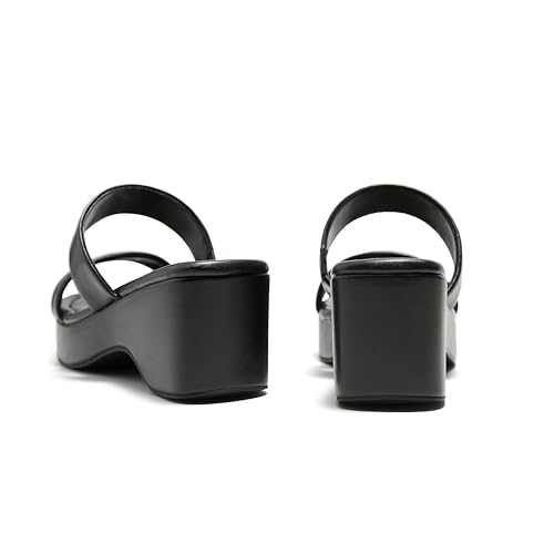 Arromic Platform Wedge Sandals Women Open Toe Slip on Two Strap Chunky Heeled Sandal for Summer Casual Dressy3