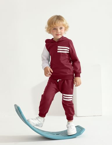 Image of Toddler Boy Clothes Long Sleeve Hoodie Sweatsuits Tops and Pants 2Pcs Boys Fall Winter Outfits Set
