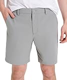 Men's Stretch Golf Shorts 7'' - Dress & Casual Business Travel | Quick-Dry, Lightweight Comfort Fit with Pockets Light Grey, 30W