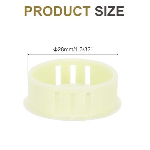 Image of MECCANIXITY 64PCS 28mm(1 3 /32 inch) Cream White Plastic Hole Plugs, Flush Type Panel Hole Plugs Insert End Caps for Locking Hole Tubes Furniture Cabinet