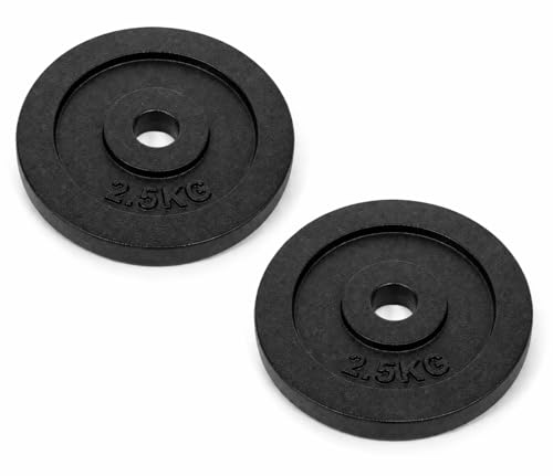 Image of Cast Iron Weight Plates for Home Gym (Centre Hole 30mm)- Standard Gym Plates for Strength Training, Durable & Rust-Resistant, Multiple Weight Options | From the House of Healthycliq | Sedex Certified | Bodybuilding Fitness And Core Fitness (5KG (2.5KG X 2), Cast Iron)