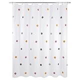 Allure Home Creation Dots Polyester Microfiber Fabric Shower Curtain Multicolor Pom Poms on White 70