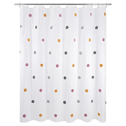 Allure Home Creation Dots Polyester Microfiber Fabric Shower Curtain Multicolor Pom Poms On White 70"X72" #TOP3