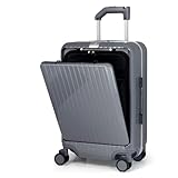 [グリフィンランド] NZ-2888 Sサイズ 4.58kg 36.2L スレートグレイ スーツケース キャリーケース キャリーバッグ 機内持ち込みサイズ フロントオープン キャスター ドリンクホルダー ワンタッチオープン 日本企業開発 日本デザイン おしゃれ かわいい TSAダイヤルロック レディース 女子旅 海外 1～3泊