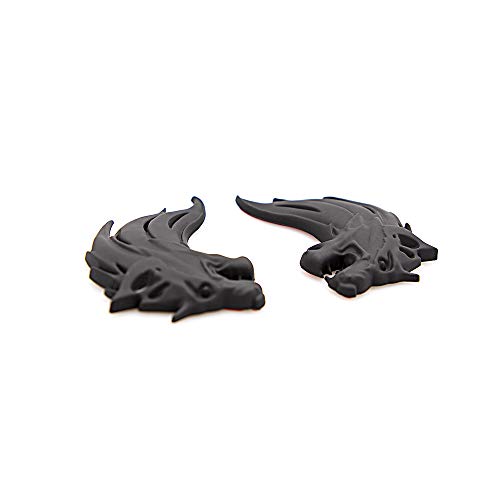 Carrun 2Pcs 3D Wolf Head Metal Emblem Car Motorcycles Side Fender Rear Styling Emblem Badge Decal (Black) #TOP3
