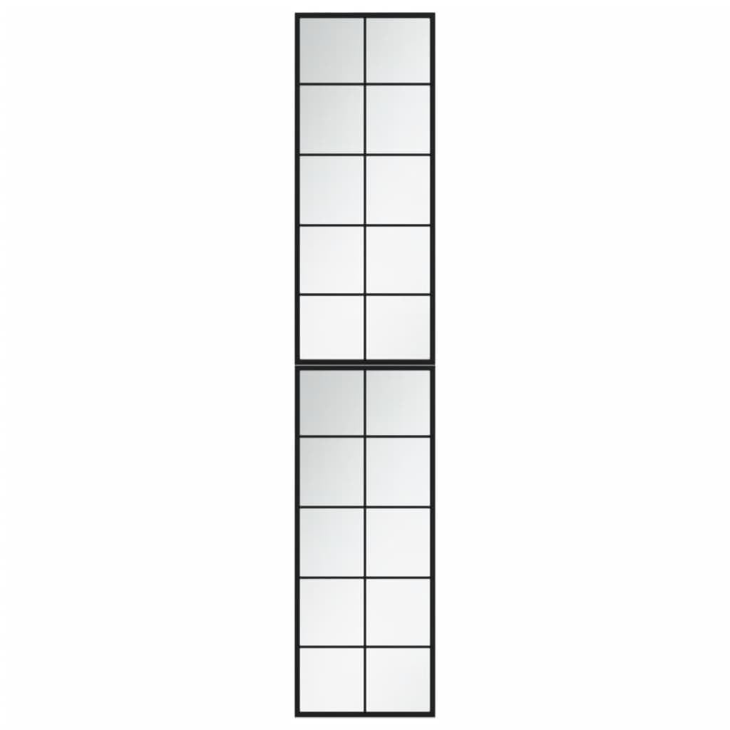 vidaXL Wall Mirror 2 pcs, Bathroom Mirror with Mounting Hooks, Hallway Mirror for Bedroom Living Room, Vanity Mirror, Modern Style, Black Metal