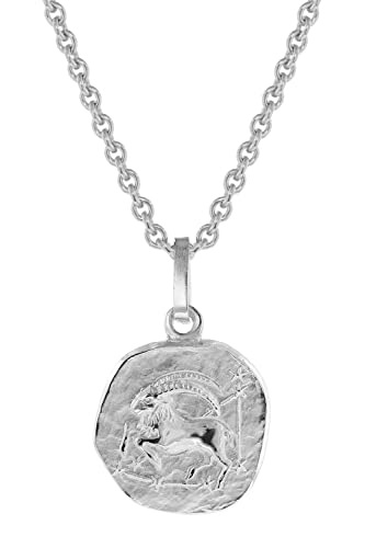 trendor Kinder Sternzeichen Steinbock Weißgold 333 Anhänger + Kette Tierkreiszeichen, liebevoller Halsschmuck für Mädchen und Jungen, 75920-01