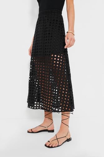 MISSACTIVER Summer Eyelet Maxi Skirt for Women Solid Hollow Out Beach Skirt High Elastic Waist Long Skirts with Underneath4