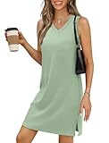 BKRIVE V-Neck Summer Casual Beach Dress for Women 2025 Vacation Women's Sleeveless Sundress with Split Sage