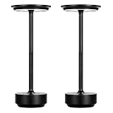 Juodkeo 2 Pcs Cordless I-Shaped Metallic Table Lamp with Touch Sensor, 3 Colors Dimmable Rechargeabl