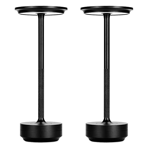 Juodkeo 2 Pcs Cordless I-Shaped Metallic Table Lamp With Touch Sensor, 3 Colors Dimmable Rechargeable Desk Light, Waterproof Led Decorative Light For Bedroom Living Room Restaurant Bar #TOP1