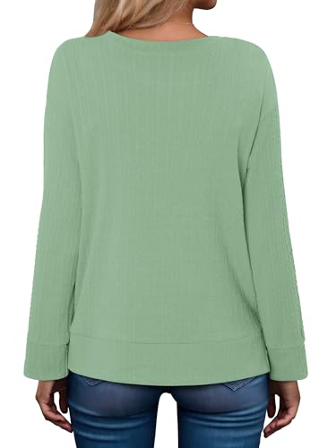 ONLYSHE Womens Shirts Long Sleeve Crewneck Tunic Tops Casual Lightweight Knit Solid Color Sweatshirts Trendy Blouse Basic Tee