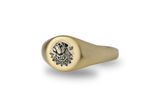 Bague signet bulldog en or 14k personnalisable pour femme et homme