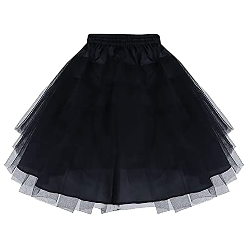 Generisch Einfarbiger, geschichteter Tüll-Petticoat für Damen, Prinzessin Tutu, Tüllrock, Unterrock (Black, B)