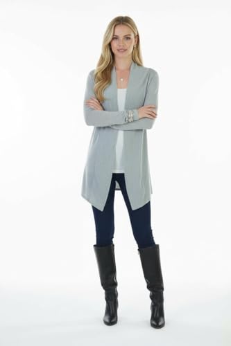 Image of ToBeInStyle Womens Open Front Long Sleeve Lightweight Asymmetrical Draped Cardigan with Side Pockets