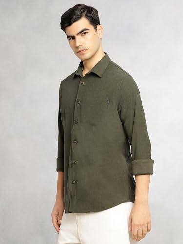 Image of Thomas Scott Men's | Corduroy | Full Sleeve | Slim Fit | Polyester-Blend | Single Pocket | Spread Collar | Casual Shirt