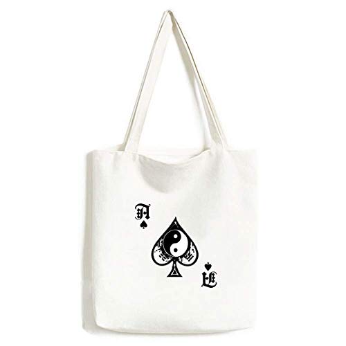 Sac à main Taiji motif poker de pique en tissu lavable
