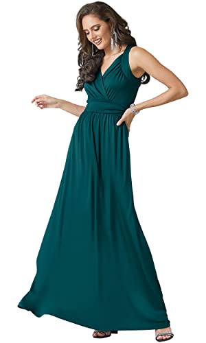 Image of KOH KOH Womens Long Sleeveless Flowy Bridesmaid Cocktail Evening Gown Maxi Dress