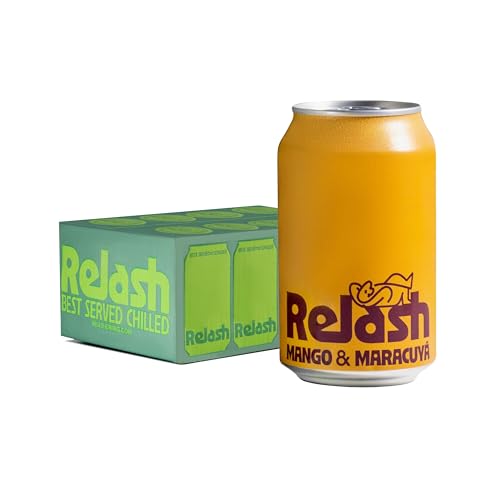 RELASH - Mango y Maracuyá (12 x 330 ml), Refresco Orgánico Bajo en Calorías, Natural, con Vitamina C