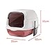 Generic Hooded Cat Litter Box with Lid, Enclosed and Covered Cat Toilet Removable Pet Litter Tray Sandbox Kitten Potty Pet Litter Box, Pink