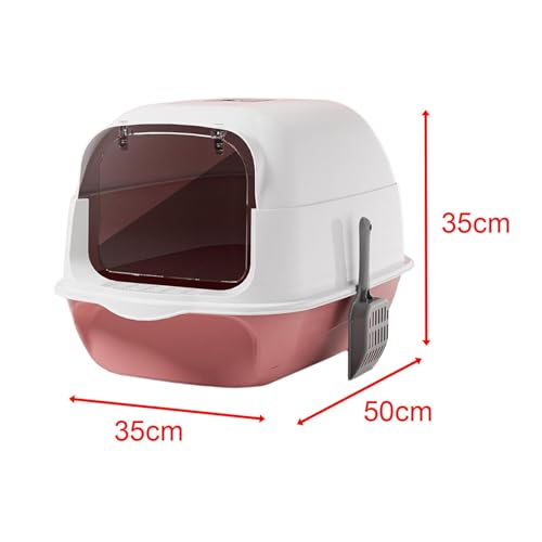 Caja de arena para gato con tapa cubierta rosa miniatura 4