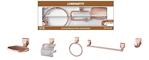 KIT 5 PEÇAS ROSE GOLD 2000 F24 RG: ACESSÓRIOS PARA BANHEIRO, LORENZETTI