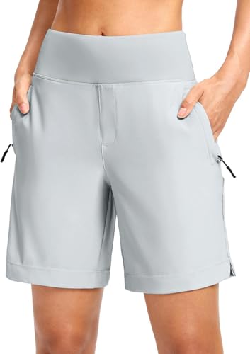 Blooshow Damen Shorts Sporthose Kurz Laufhose Sommer High Waist Laufshorts Schnelltrocknend Wanderhose Kurze Hose Sport Running Golf Shorts mit Taschen 7"