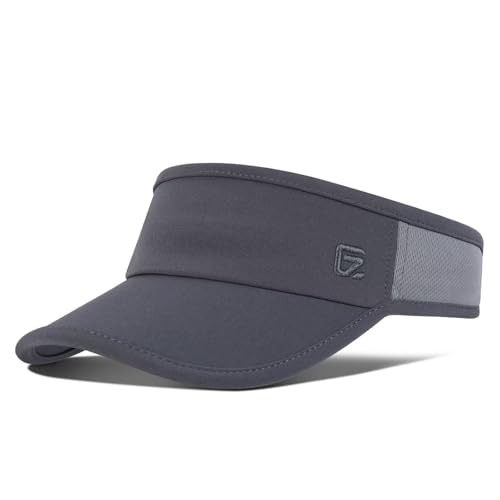 Viseras de Sol Deportivas Unisex Gorra de Golf Sombrero Ligero y Transpirable Malla con Protección UV Cola de Caballo Visera Corta Ajustable Gorras para Sombra en la Playa para Correr, Gris Oscuro