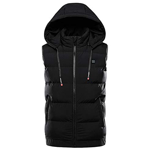 Hanbaili Gilet Chauffant,Veste chauffante,Chauffage des vêtements,Chauffage Intelligent acve Chapeau,Thermostat à Trois Vitesses,imperméable,Coupe-Vent,Respirant pour Moto, Chasse, Camping Noir L